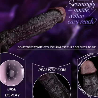 Leo 9.1"×2.2" Huge Black Realistic Silicone Penis Extender | 10 Vibration Modes